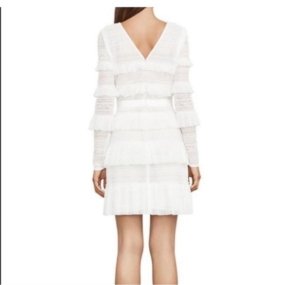 NWT BCBGMaxAzria White Ruffle Long Sleeve Dress - Picture 2 of 6